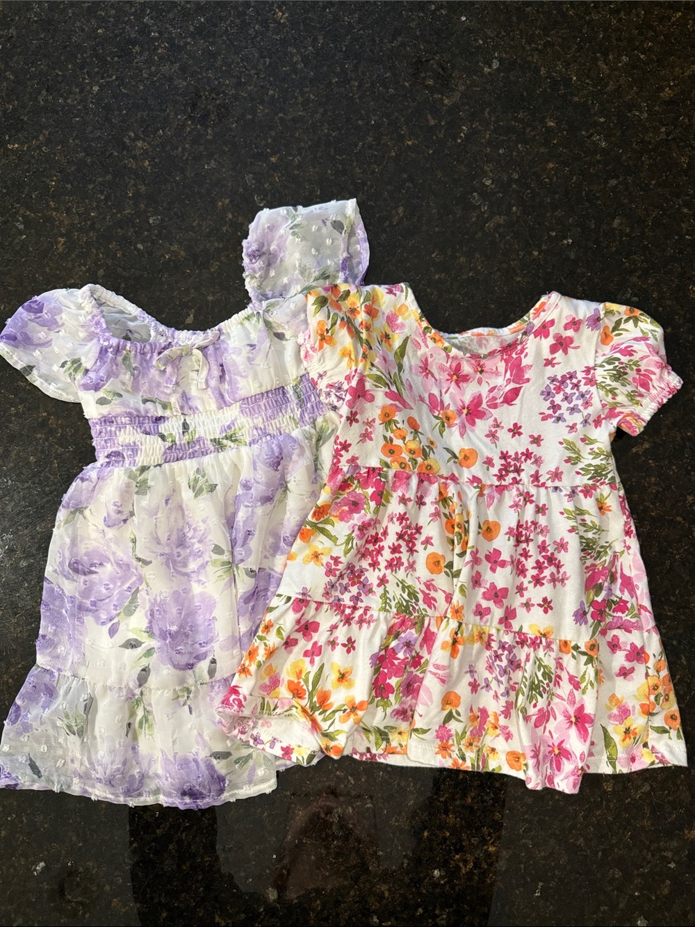 The Children's Place Floral Tiered Dresses - Pink, Orange & Lavender